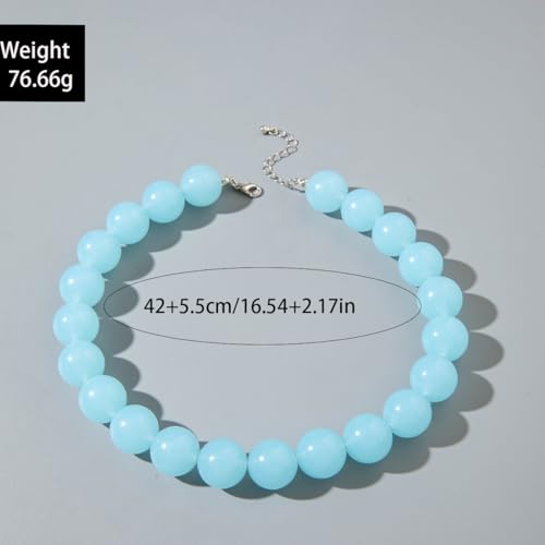 Colorful Acrylic Round Beaded Choker Necklace Handmade Adjustable Resin Chunky Candy Color Beads Necklace Bohemia Geometric Statement for Women Costume Party Summer Vacation Jewelry Gifts2