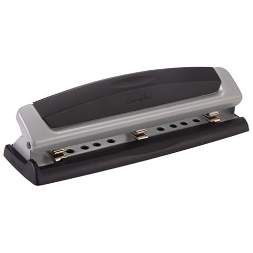 Swingline Desktop Hole Punch, Hole Puncher, Precision Pro, Adjustable, 2-3 Holes, 10 Sheet Punch Capacity, Black/Gray (74038)