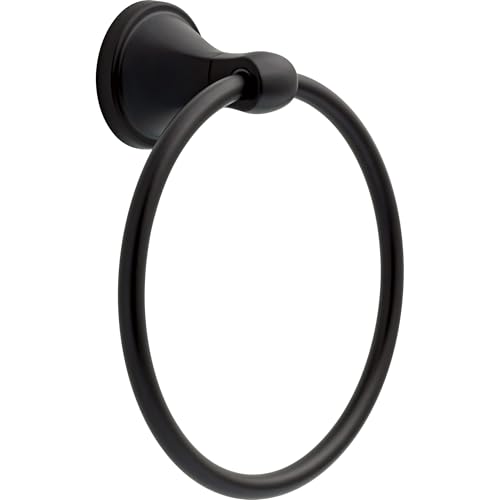 Delta Faucet Becker (1-Pack) Hand Towel Holder Matte Black Ring for Bathroom or Kitchen Sink Wall Mounted BCK46-MB