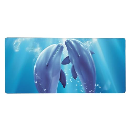 Tapis de souris long XXL 90x40cm dauphins amoureux idéal pour illuminer votre bureau
