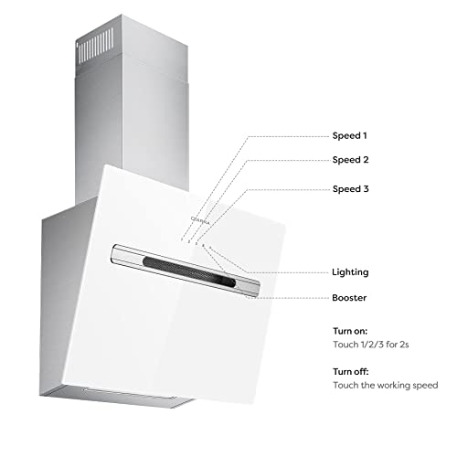 CIARRA-CBCS6736G-Clase-A-60cm-Campana-Extractora-de-Pared-Cocina-Control-Tactil-y-por-WIFI-700mh-Velocidad-Boost-Recirculacion-con-Filtros-de-Carbono-Blanca
