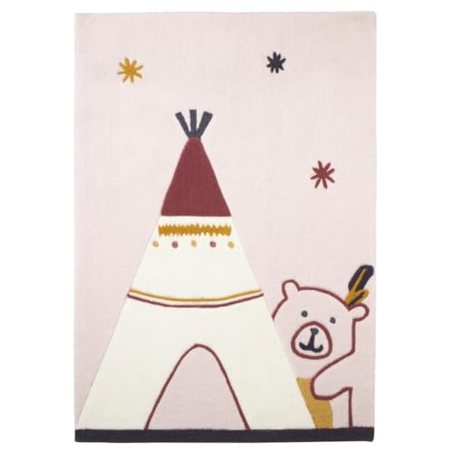 Sauthon Tapis de Chambre Enfant Tipi 130x90cm en Acrylique Beige
