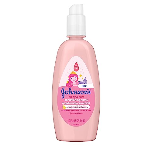 Image of Johnson's Kids Shiny & Soft Hair Conditioning Spray with Argan Oil & Silk Proteins, Tear-Free Conditioning Spray for Shine & Softness, Gentle for Toddler Haircare, 10 fl. oz