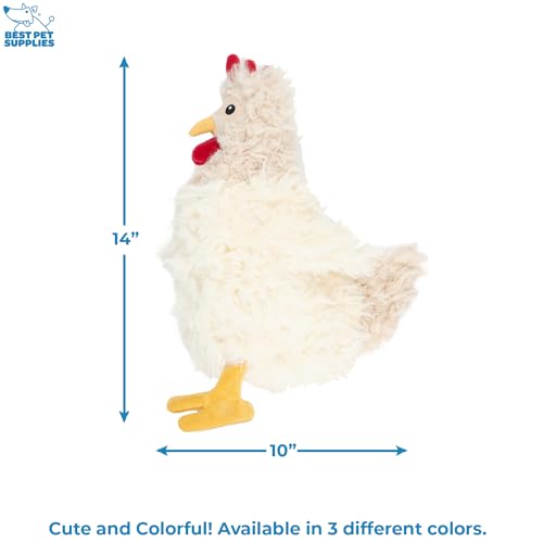 Image of Best Pet Supplies Interactive Squeaky Dog Chew Toy, Ideal Dog Toys for Chewers, Small, Medium & Large Dogs, and Fetch Lovers - Crinkle Chicken (Beige), Large