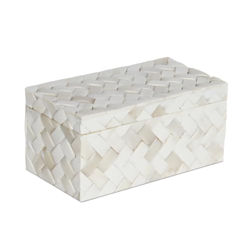 Image of Handicrafts Home Decorative Box - Handmade Jewelry Organizer Box with Lid - Keepsake Box for Home Decor, Jewelry, Accessories, Collectibles - Modern Wooden Storage Box - Braid, 10X5X5 inch