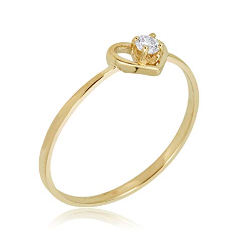AVORA 10K Gold Simulated Diamond CZ Open Heart Ring