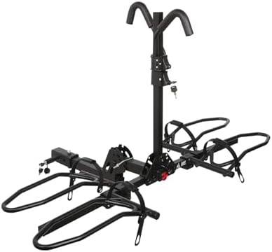 MEEVIZ Bike Rack Hitch with Lock, Platform 2-Bike Rack for Car SUV RV Camper Truck Trailer, Hitch Bike Rack for Fat Tire, Mountain Bikes, EBikes and EMTB, 180 lbs Capacity Bike Carrier for 2" Receiver