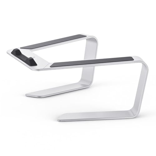 Soporte para portátil con refrigeración pasiva y diseño elevador para mesa en color plata