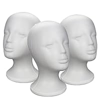 3pcs Female Styrofoams Head,Foam Mannequin Head Foam Wig Heads Stand, Polystyrene Female Display Mannequin Heads Dummys Wig Stand, Model Display Wigs Mannequins Manikin For Hats Wigs Sunglasses