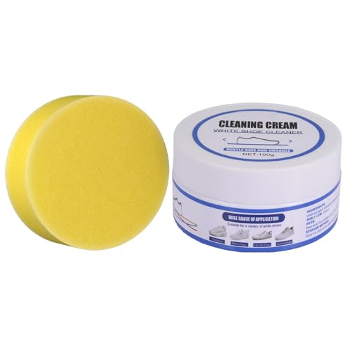 Crema limpiadora de zapatos blancos | Crema limpiadora para zapatos blancos con esponja | Mantenimiento portátil de cuero, deportes y lona para el hogar, viajes, dormitorio