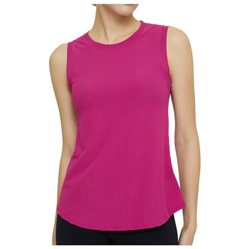 Camiseta sin mangas de cuello redondo para mujer, bonita, atlética, transpirable, sin mangas, para correr, casual, primavera, deportes, dobladillo curvado, fluida, básica, gimnasio, a la moda, Y2K