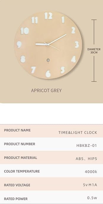 PRECHANA Wall Clock with LED Backlit Human Motion Censor, Magnetic Rechargeable, for Living Room, Bedroom, Office 30CM Diameter No Glass Reflective Face (3D Wall Clock) 1
