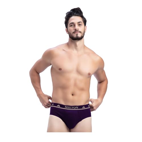 Image of Milton Mens Pure Cotton Solid Briefs|Soft Breathable Underwear for Men|Outer Elastic Comfort Fit Waistband|Skin-Friendly Essentials|Multi-Color, Color Name May Vary as per Availability|Pack of 2