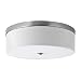Occhio 20.5" Flush Mount Ceiling Light - Brushed Nickel w/ a white Fabric Shade - Linea di Liara LL-C253-BN