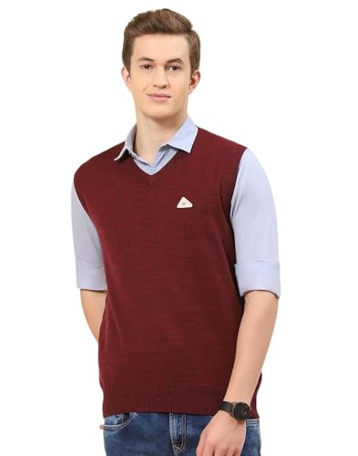 Image of Monte Carlo Men Regular Fit Sleeveless Solid V Neck Winter Sweater (Pack of 1)