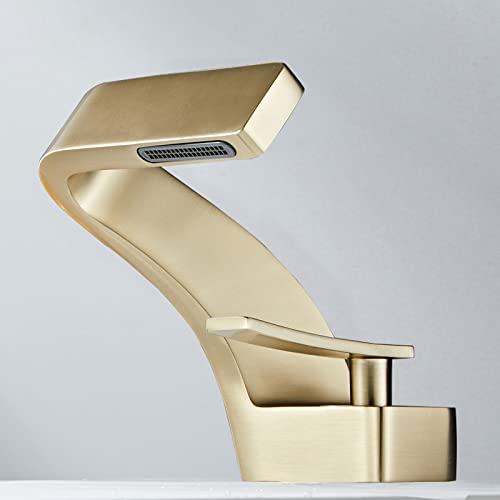 Robinet cascade eau chaude et froide en cuivre pour lavabo monotrou chic