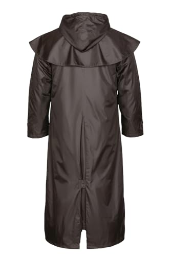 SCIPPIS Stockman Coat – Wasserdichter Reit- & Regenmantel mit Kapuze, Schultercape und Reitschlitz – für Reiten, Motorrad & Outdoor (DE/NL/SE/PL, Alphanumerisch, L, Regular, Regular, Braun)