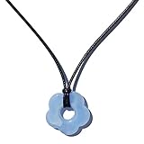 tenghong2021 Y2K Punk Colorful Acrylic Plum Blossom Shape Pendant Necklace Resin Flower Leather Rope Necklace Lightweight Acrylic Pendant Charms Summer Beach Choker for Women-Style C