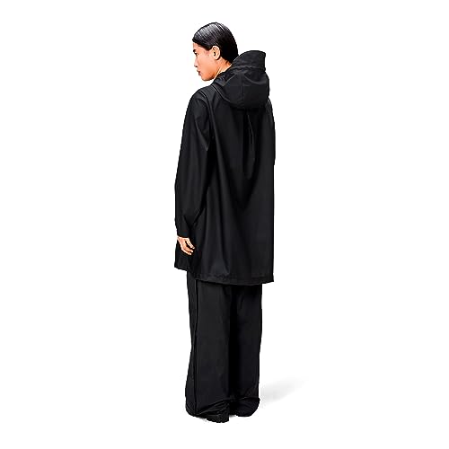 RAINS A-Linie W Jacke - wasserdichte Jacke für Damen Mantel mit Kapuze Ausrüstung, Schwarz, M