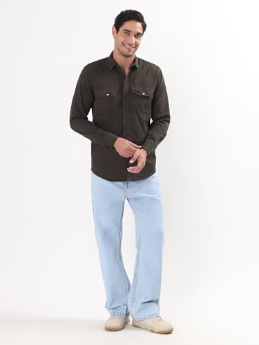 Image of Premium Men Plain Shirt Full Sleeve | Button Down Collar RFD Lightweight Fabric | Regular Fit Casual Wear Shirt with Double Pocket Design