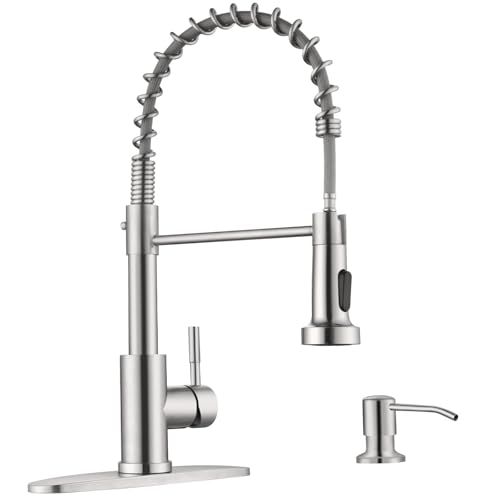 APPASO Kitchen Faucet with Soap Dispenser Brushed...