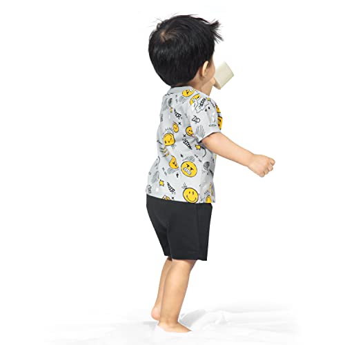 Image of ARIEL Baby Boys & Baby girls Cotton Printed Round Neck Half Sleeve T-shirt & Short Summer Clothing Sets