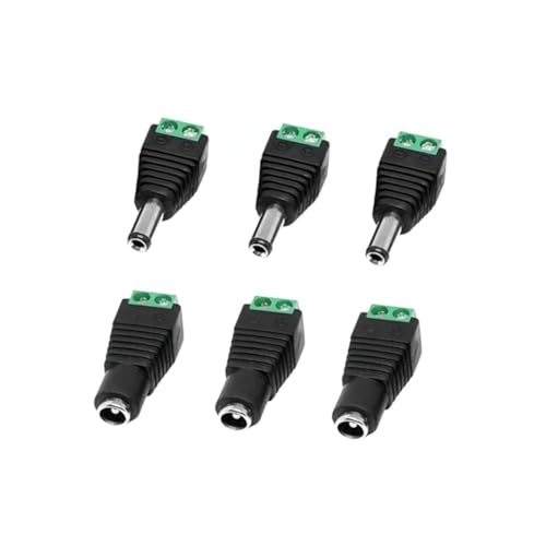 JZK Lot de 3 Paires de connecteurs d'alimentation CC 5,5 mm x 2,1 mm, borniers à vis mâles/Femelles 12 V, Adaptateur Prise/fiche CC pour caméra de sécurité CCTV, routeur, Ruban LED