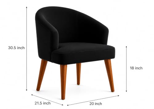 Image of WOODEN SPACE Velvetine Arm Chair for Living Room | Pure Sheesham Wood Legs & Premium Velvet Fabric | Vintage Accent Chair for Home & Office (Black Pack of 4)