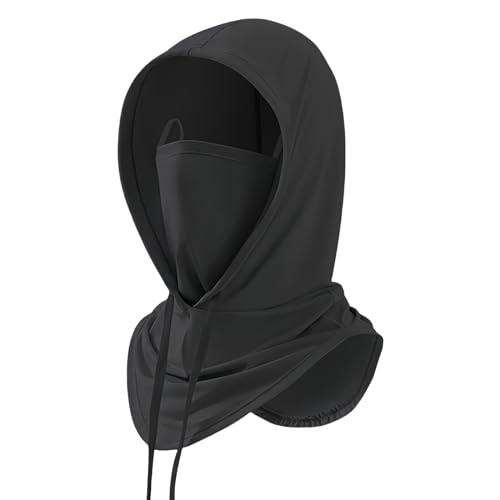 Adorila Cooling Balaclava Face Mask Men, Breathable Full Head Mask Face Cover, Windproof Sun Protection Hood for Women (Black)