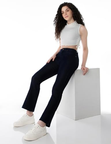 Image of INKD Women's Flared Bootcut Jeans - High-Rise | Enzyme Wash | Classic 5 Pocket Styling | Jeans for Women (Available in Plus Sizes)
