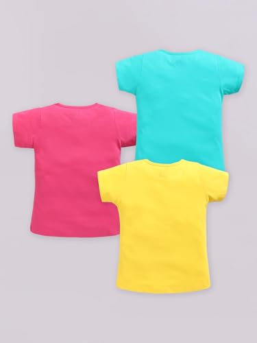 Image of Amazon Brand - Jam & Honey Girls Cotton Graphic Printed Half Sleeves T-Shirt | Regular Fit | Soft & Breathable | Age 2-8 Years (Available in Pack of 5 & Pack of 3)