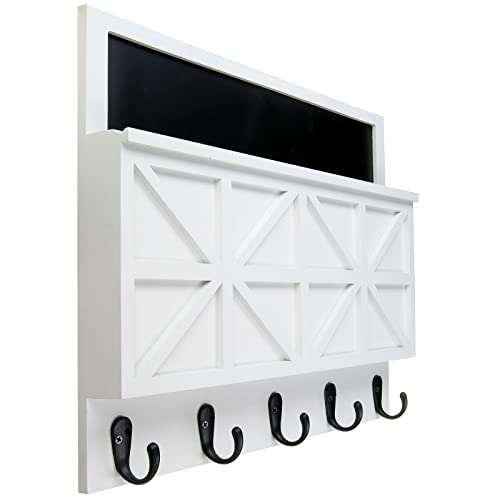 Excello Global Products EGP-HD-0447-B Barndoor Mail Holder With Chalkboard, Key Hooks cover