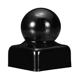 uxcell Metal Ball Post Cap, 0.79 x 0.79 Inch Round Fence Post Cap with Ball Top, Decorative Iron Pipe Caps for Square Posts, Handrail Guardrail, Deck Railing, Gate, Mailbox, Black
