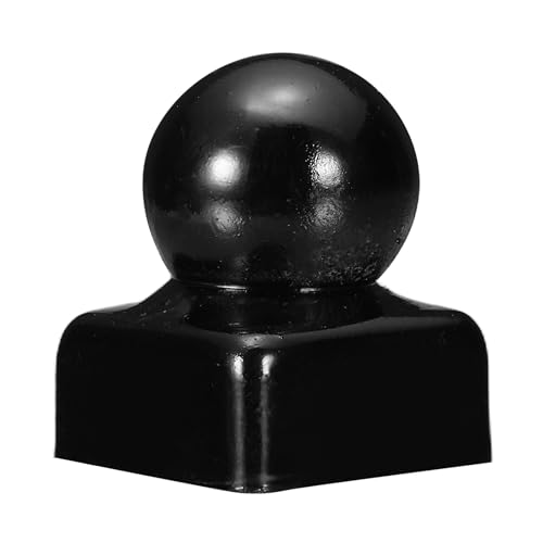 uxcell Metal Ball Post Cap, 0.79 x 0.79 Inch Round Fence Post Cap with Ball Top, Decorative Iron Pipe Caps for Square Posts, Handrail Guardrail, Deck Railing, Gate, Mailbox, Black