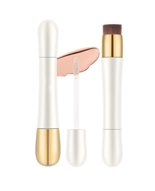 2 In 1 - Foundation + Anti-Wrinkle Concealer,Liquid Concealer With Brush, Double Uble Head Concealer, Long Lasting Waterproof Concealer Makeup for Face for Coverage (#03, onesize)
