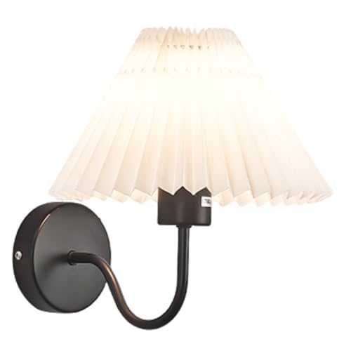 Image of Wall Sconces Indoor Wall Light Fixtures with Pleated Fabric Shade Bathroom Vanity Sconces Wall Lighting Dresser Hardwired Wall Lamps for Bedroom Living Room Corridor Porch