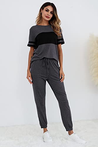 PRETTYGARDEN Women's Two Piece Sets 2025 Summer Spring Jogger Pants Travel Vacation Lounge Outfits Airplane Matching Clothes
