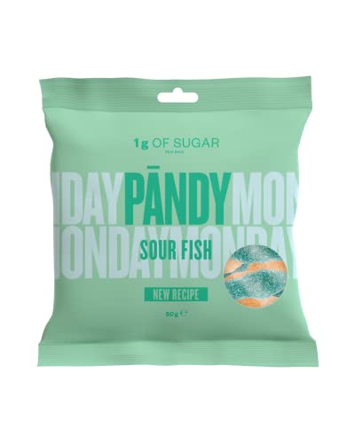 PANDY Candy Sour Fish - Lemon & Blueberry Gummy Bonbons Beutel, nur 1 g Zucker & 80 Kalorien, 1 x 50 g Cover