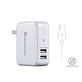 USB Charger, POWERocker 18W Dual-Port USB Wall Charger with Quick Charge 2.0 for Galaxy S7/S6, Note 5/4, Nexus 6, Xperia Z4, HTC One M9, LG V10 and More (Matching 3FT USB Cable Included)