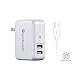 USB Charger, POWERocker 18W Dual-Port USB Wall Charger with Quick Charge 2.0 for Galaxy S7/S6, Note 5/4, Nexus 6, Xperia Z4, HTC One M9, LG V10 and More (Matching 3FT USB Cable Included)