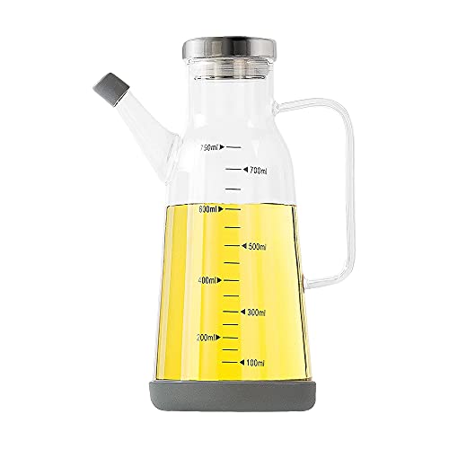 SkySnow® Olivenöl Spender. Glasflaschen und Ausgießer für Küche,Öl & Essig Menage / Dekanter, Tropffreies Deckelausgießer,Flüssiger Gewürzbehälter, Breiter Kaliber Glasdekanter Für Küche (750ml) Cover