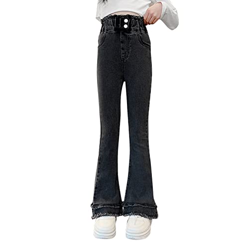 Girls Denim Leggings Bell Bottom Jeans Cute Flare Jeans Cute Raw Hem Slim Pants Casual Trendy Long Pants Teen Trouser3