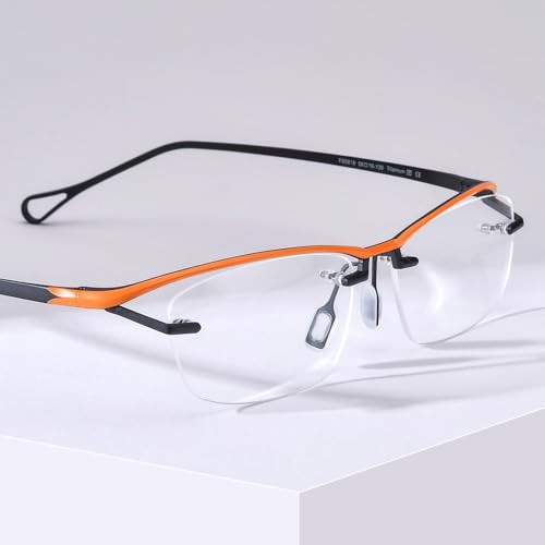 Image of FONEX Pure Titanium Glasses Frame Men Semi Rimless Square Eyeglasses Eyewear DTX416