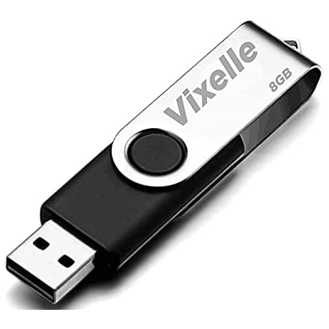 Vixelle 1 Pack 8GB High Speed USB 2.0 Flash Drives - 360° Swivel Metal Style USB Memory Sticks with Keychain Loop - 8GB USB Stick Pen Drive Bulk Pack for PC, Mac, TV, Car Audio - Black Cover