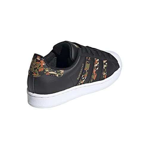 adidas Originals unisex-child Superstar Sneaker, Black/Black/Fox Orange, 6.5 Big Kid US3
