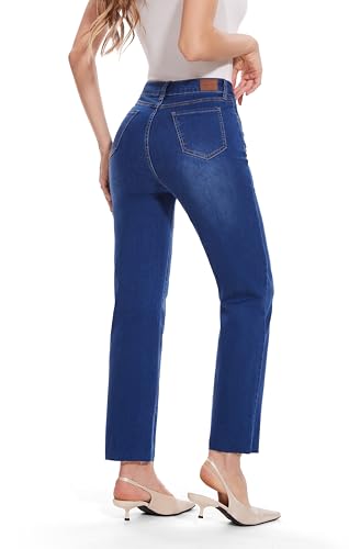 FLYING BANANA Women's High Waisted Straight Slim Ankle Stretch Denim Trendy Jeans4