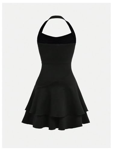 Floerns Girl's Sleeveless Wedding Halter Dress Tiered Layered Birthday Dress2