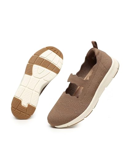 Women's Mary Jane Flats Knit Ballet Flats Comfort Casual Ballerina Walking Dressy Slip-on Shoes with Strap