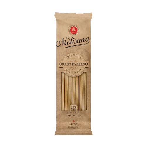 La Molisana, Linguine Integrali n. 6, Pasta Integrale da Solo Grano Italiano - Trafilata al Bronzo, Ricca di Fibre, Ruvida e Tenace con Eccellente Tenuta in Cottura - Confezione da 500g