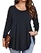 JollieLovin Womens 3/4 Sleeve Loose Fit Swing Tunic Tops Basic T Shirt(3X,Deep Gray)
